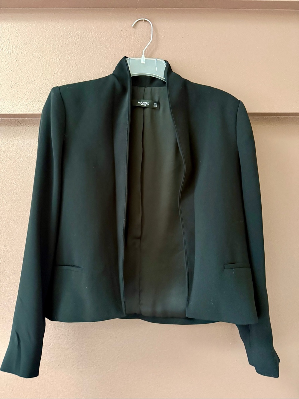 Mango Women's Black Open-Front Cropped Blazer